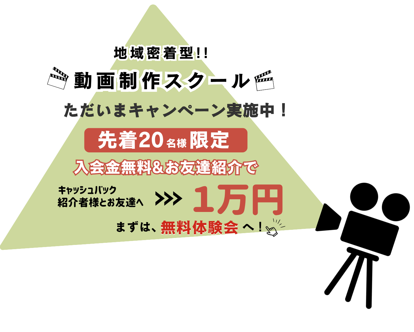 テレビ、CM、企業プロモーション、YouTube
                    経験豊富なプロクリエイターによる地域密着型動画スクール2024年4月開講予定